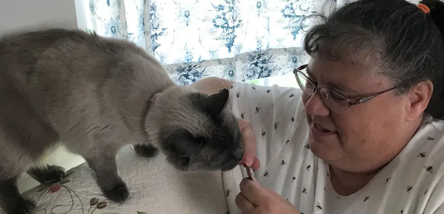 Amanda with her pet, Reba.